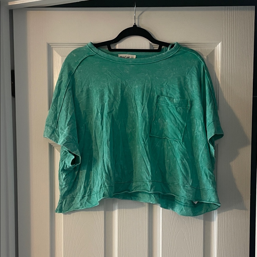 Stylish Teal Crop Top with Pocket